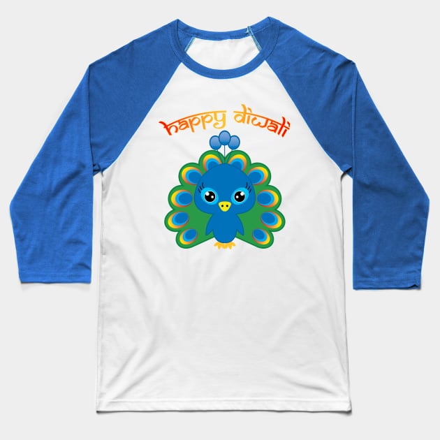 😍 Happy Diwali with cute peacock (girl)😍 Baseball T-Shirt by FK-UK